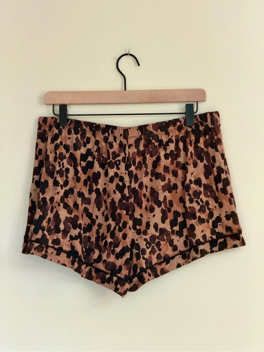 Stars Above Brown 2-Piece Short Sleeve & Shorts PJ Set, Leopard Print, Large